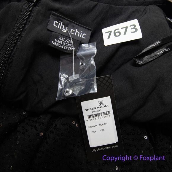 New! City Chic Nadia Dress sequin‎ long sleeve black, plus size 24 - Picture 14 of 15